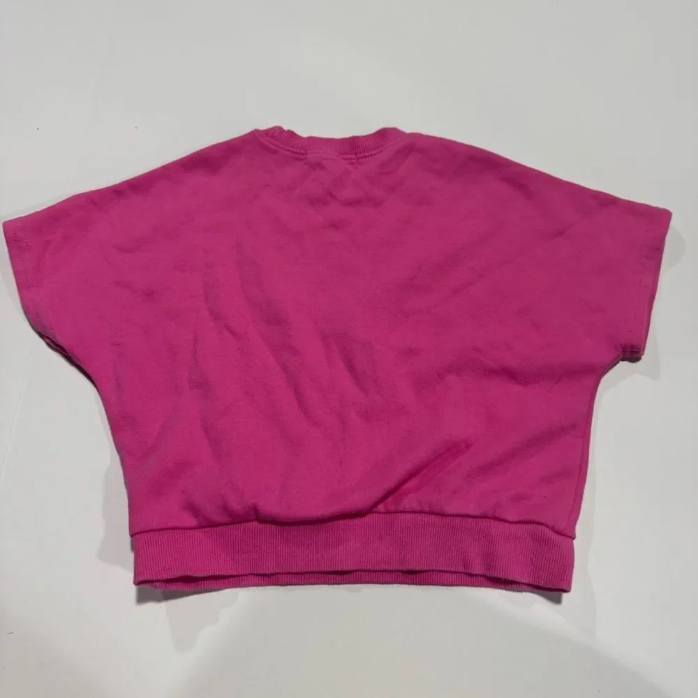 Disney Minnie Mouse Pink Poncho Style Crewneck Short Sleeve Sweater